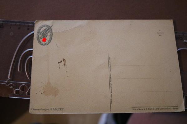 seltene Portraitkarte Generalmajor Ramcke mit original Autogramm von 1943 - Fallschirmjäger